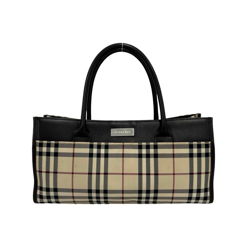 BURBERRY Nova Check pattern canvas and leather genuine handbag/mini tote bag ...